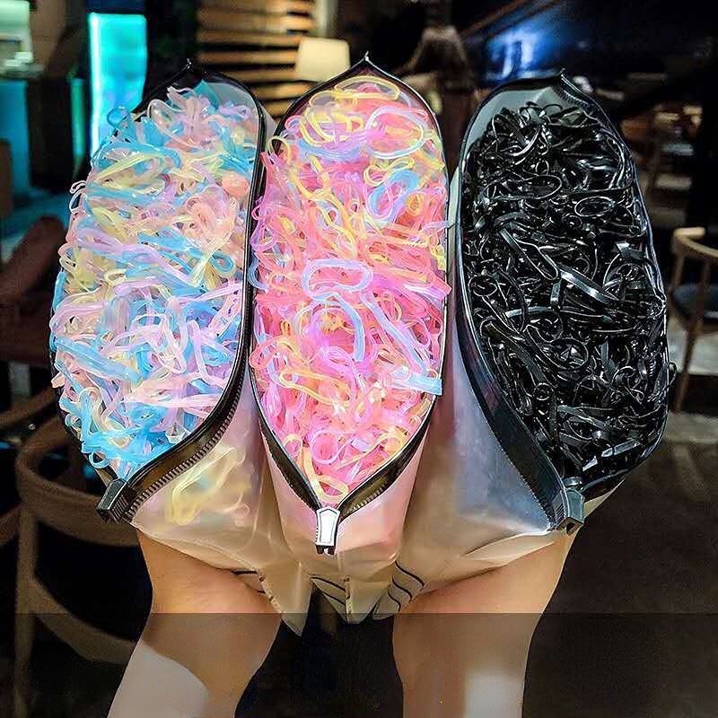 Combo sticker dán bình nước bàn phím điện thoại và dây thun cột tóc