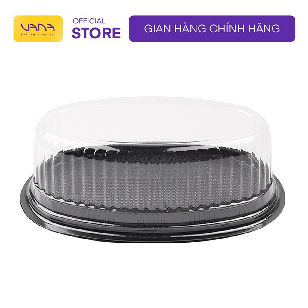 Hộp nhựa bầu dục đế đen đựng bánh