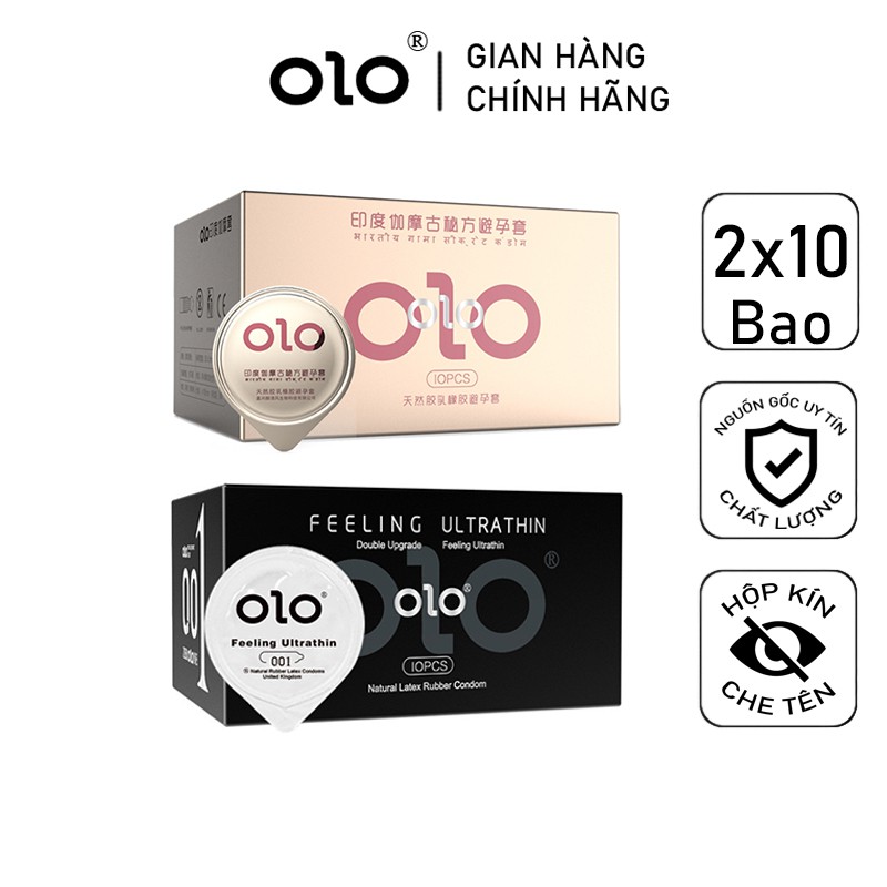 BCS Combo Bao Cao Su Gai Kéo Dài Thời Gian và Bao Cao Su Siêu Mỏng OLO 001 Feeling  2 hộp bcs