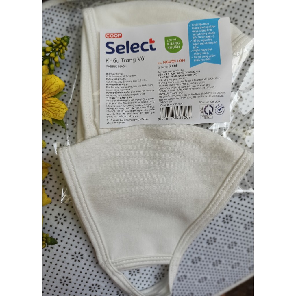 Combo 3 khẩu trang vải Coop.Select kháng khuẩn (người lớn)
