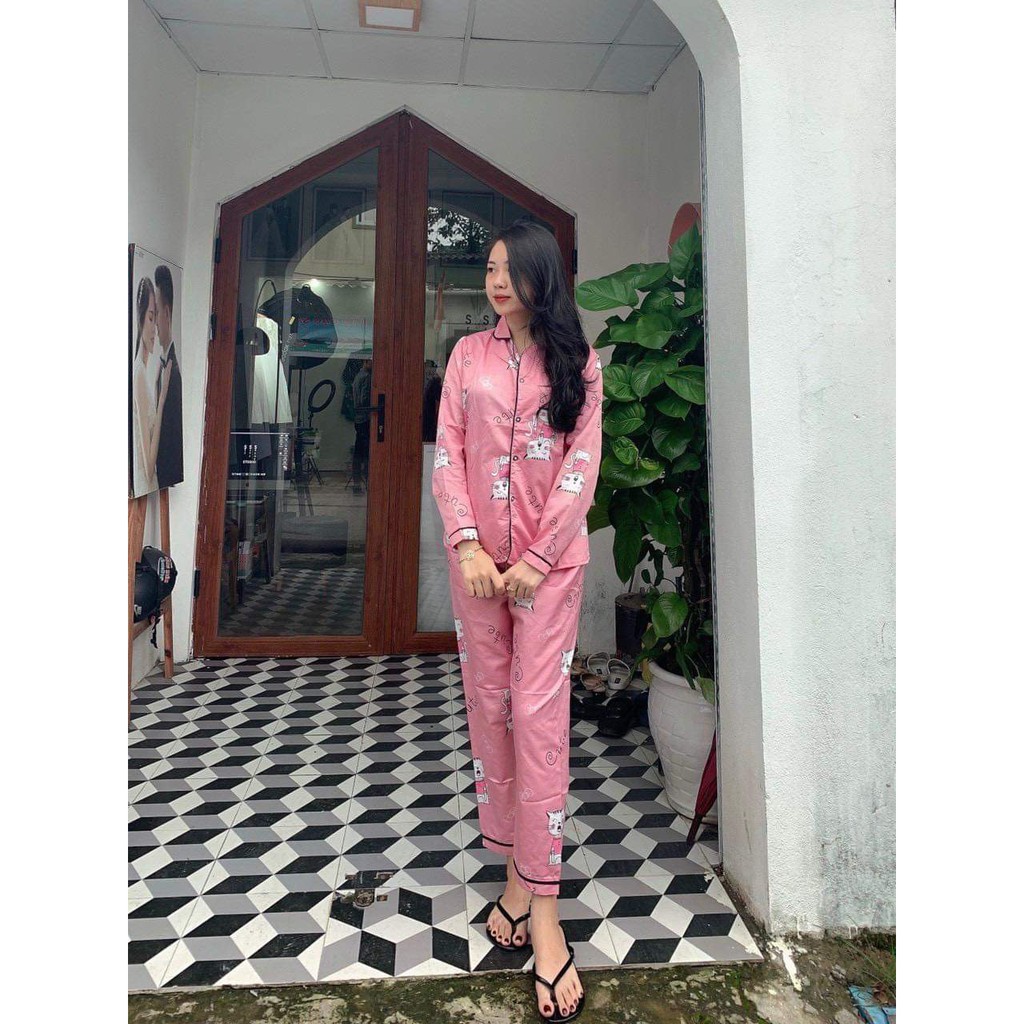 Bộ Đồ Ngủ - Mặc Nhà Pijama Quần Dài-Tay Dài Thoáng Mát- Quảng Châu | BigBuy360 - bigbuy360.vn