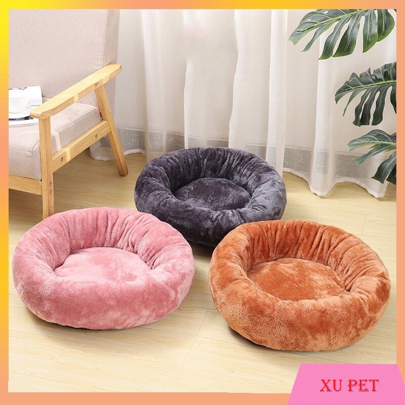 [Mã 252FMCGSALE giảm 8% tối đa 100k đơn 500K] Thảm Lông / Đệm Ổ Nằm Tròn Cho Chó Mèo Chất Liệu Nỉ Lông Mềm Mại Size 50