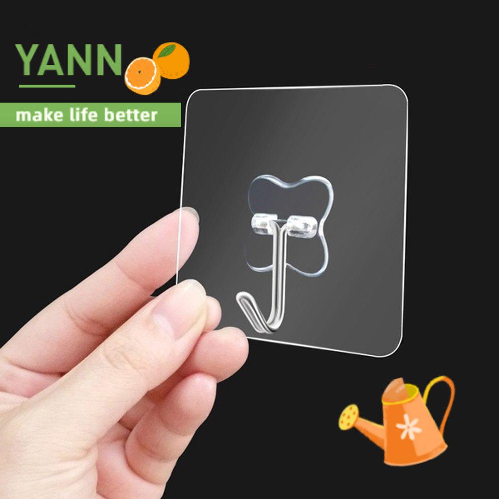 1/ 6 móc treo đồ gắn tường trong suốt không để lại dấu vết chống thấm nước tiện lợi cho nhà bếp/ phòng tắm