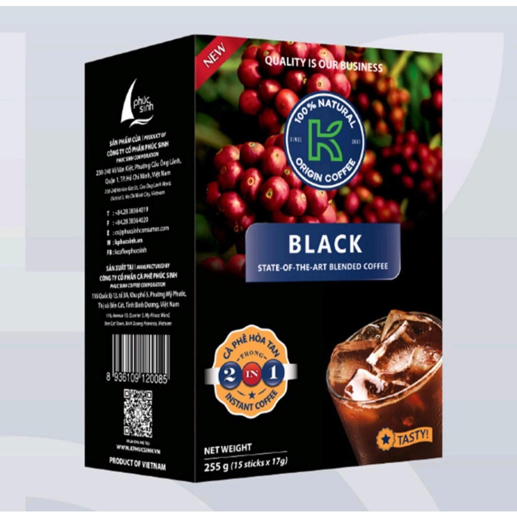 Cà Phê Hòa Tan K Coffee Black 2in1 (255g / Hộp)