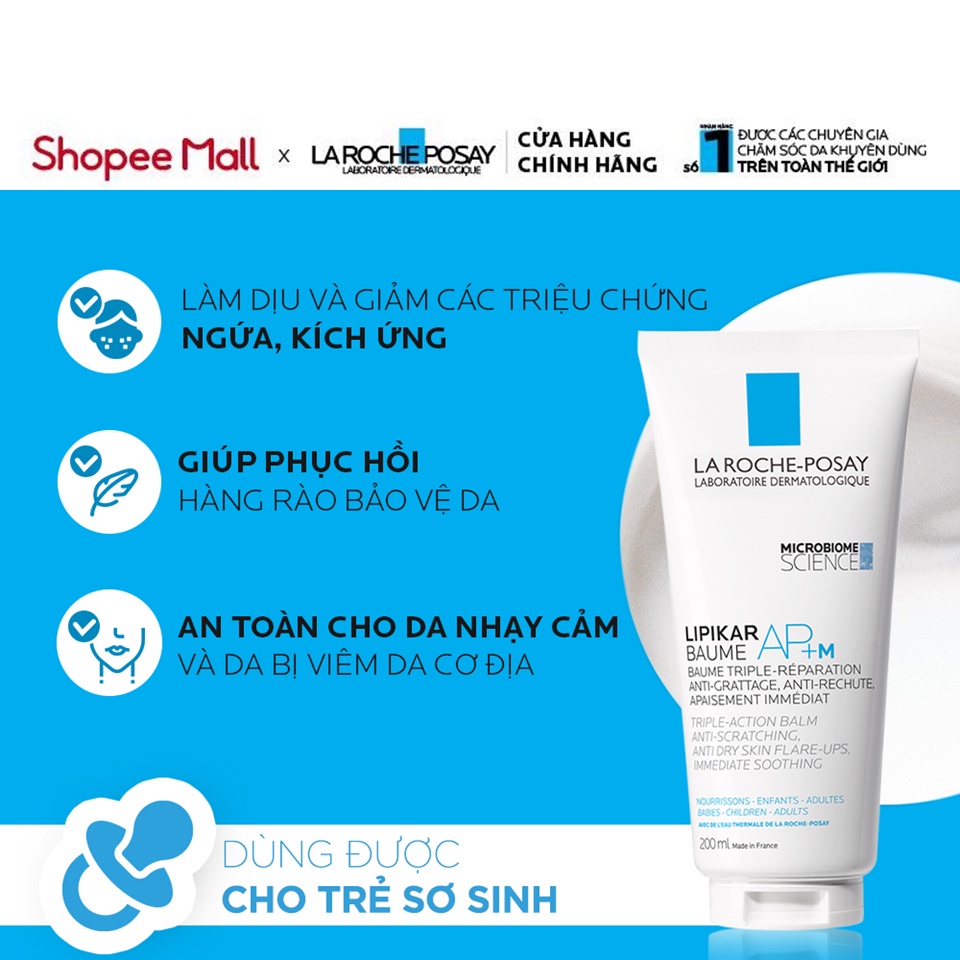 Kem dưỡng làm dịu da cho trẻ em &amp; trẻ sơ sinh La Roche Posay Lipikar Baume AP+M 200ml