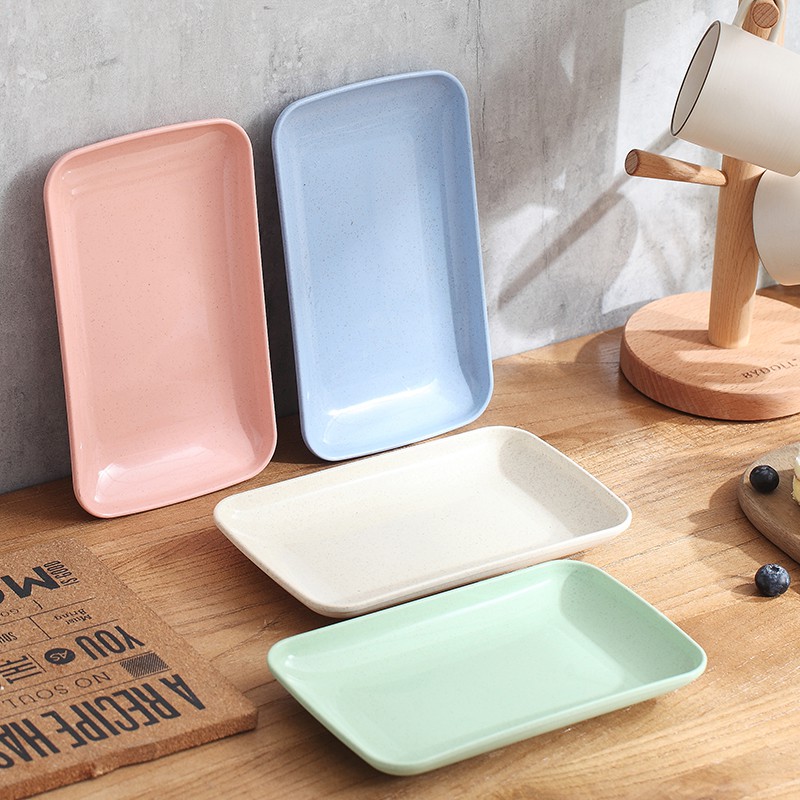 Đĩa Đựng Thức Ăn Hình Chữ Nhật Bằng Lúa Mạch Phong Cách Nhật Bản