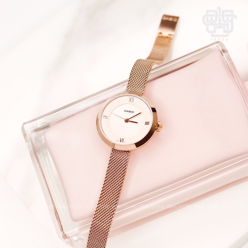 Đồng hồ nữ Casio LTP-E154MPG-4A dây thép rose gold chính hãng