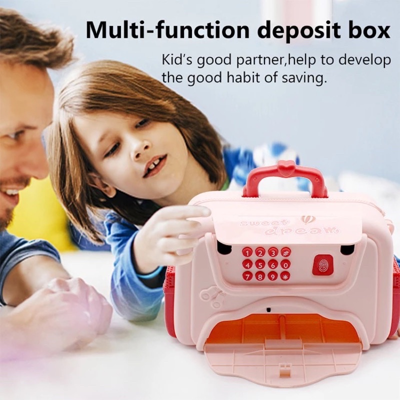 Két Sắt Mini Cho Bé - Mẫu mới có nhấn giả vân tay - Hàng Loại 1