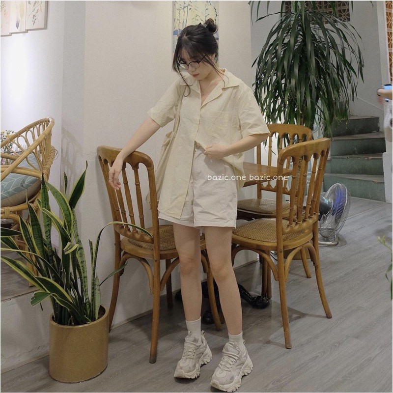 [Ảnh thật/Sẵn]Áo sơmi thô sần dáng oversize cộc tay hàng Quảng Châu | BigBuy360 - bigbuy360.vn