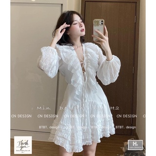 Váy bèo ngực hở lưnh chân váy 2 lầng chuẩn Phạm Nhi