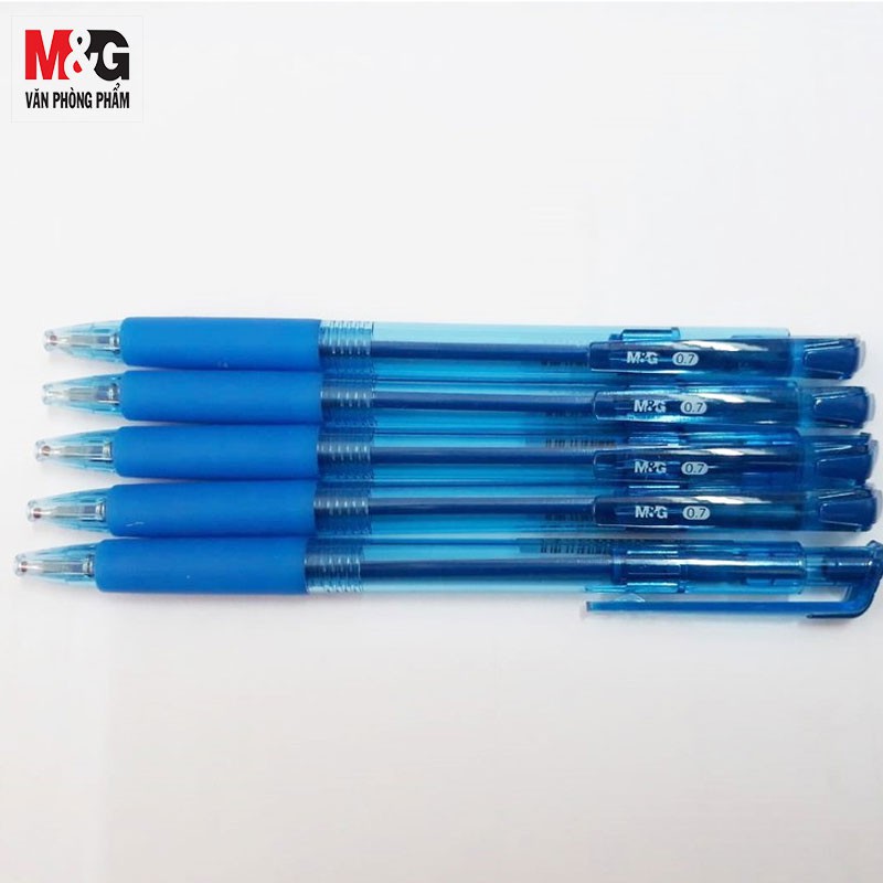 Bút bi dầu M&amp;G ABPY0802A - Mực xanh- 0.7mm- thân màu xanh trong