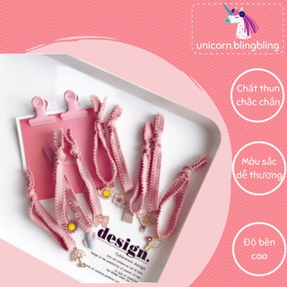 Dây Cột Tóc Kiêm Vòng Tay Màu Hồng Hình Dễ Thương