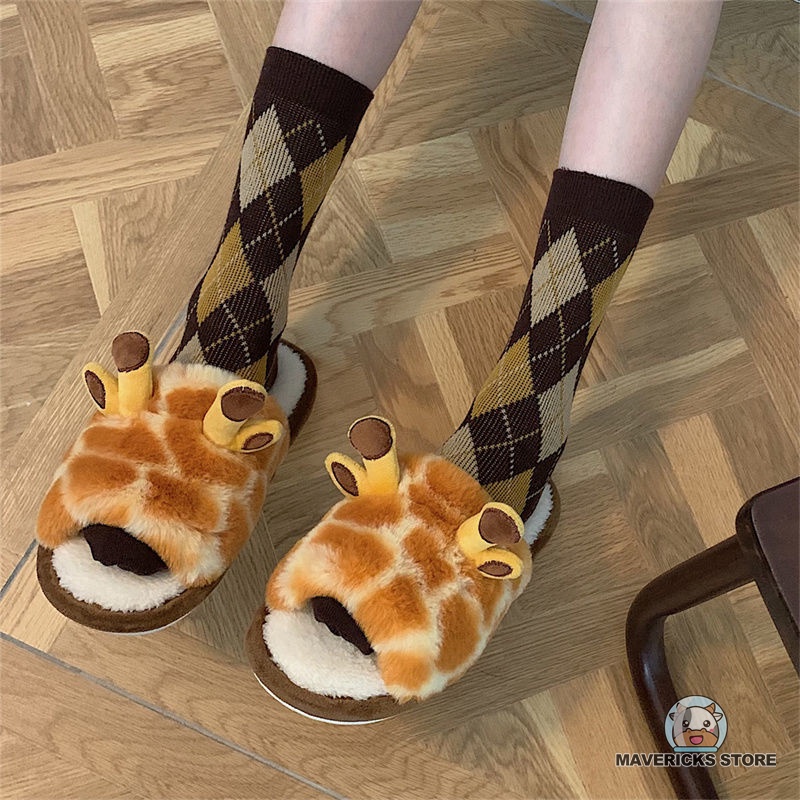 Dép cotton chống trượt họa tiết hoạt hình phong cách Hàn Quốc