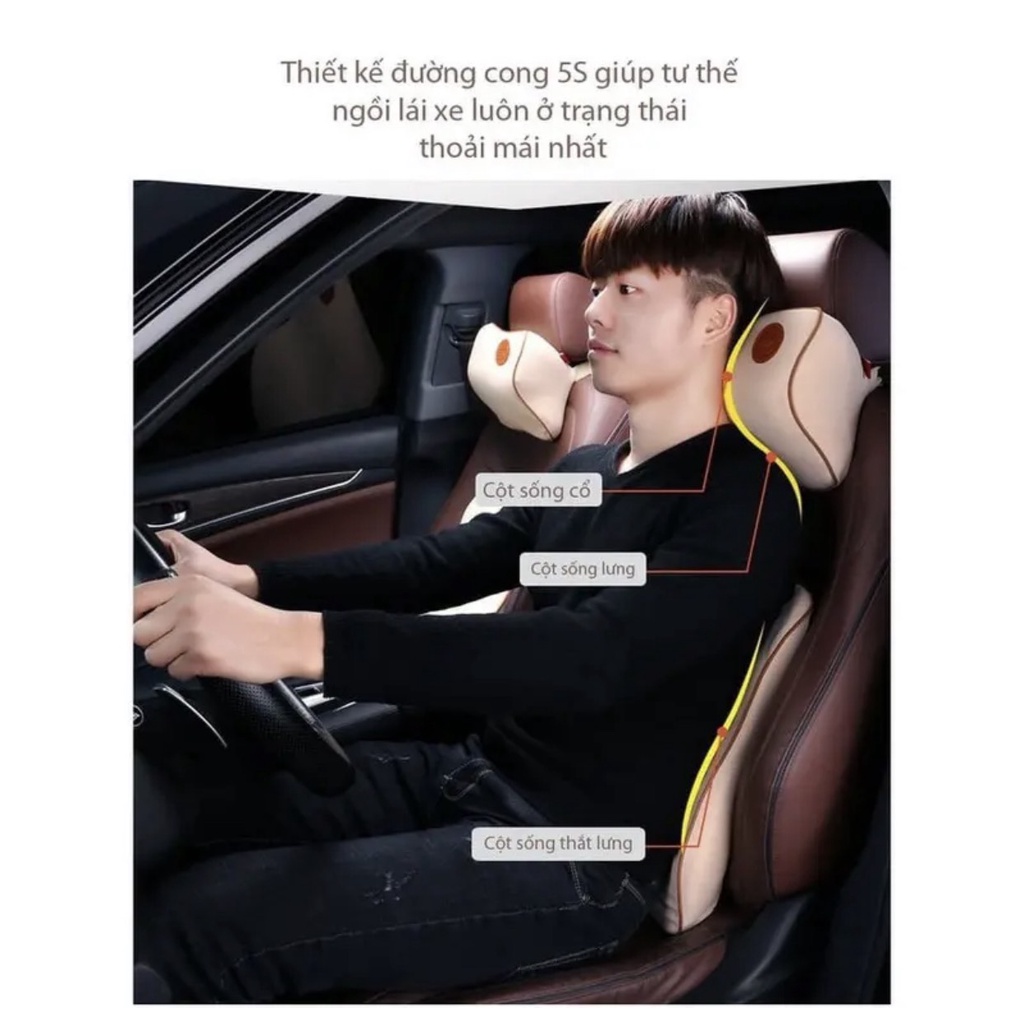 ⚡️NGỒI LÀ ÊM ⚡️Gối Tựa Đầu, Tựa Lưng cho xe ô tô Cao Su Non Cao Cấp,Tạo Cảm Giác Êm Ái,Thoải Mái Nhất thế hệ mới