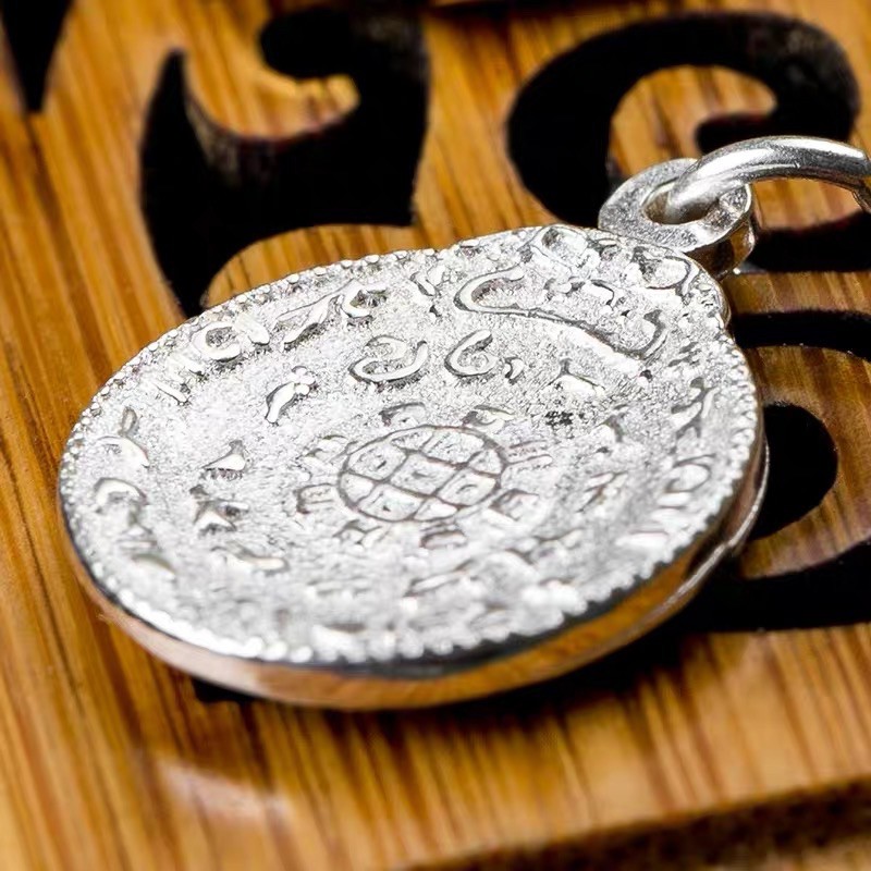Mặt Cửu cung bát quái Bạc 925 phong cách Tây Tạng làm đồ handmade dây vòng thủ công