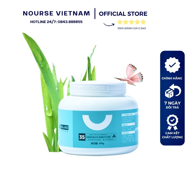 Sữa dê Nourse 35 dành cho chó mèo - loại cao cấp siêu thơm ngon (400gr)