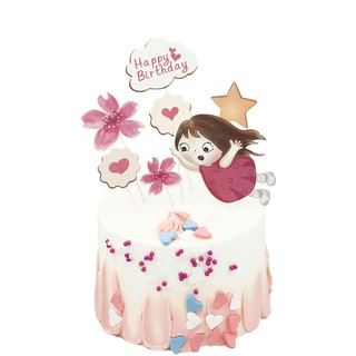 Set que cắm em bé váy hồng + hoa