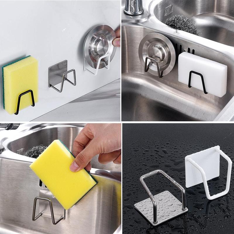 Giá đỡ miếng xốp gắn bồn rửa chén dạng tự dính đa năng tiện lợi