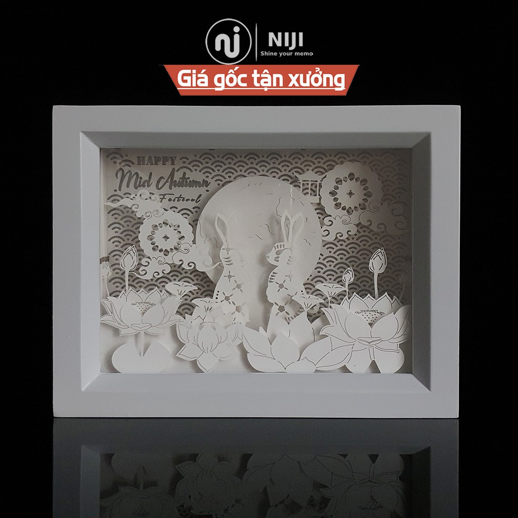 Lightbox kirigami Đèn ngủ 3D, Trẻ em, Thỏ Ngọc chơi trăng, tranh giấy Led 3D – chính hãng 𝑵𝑰𝑱𝑰