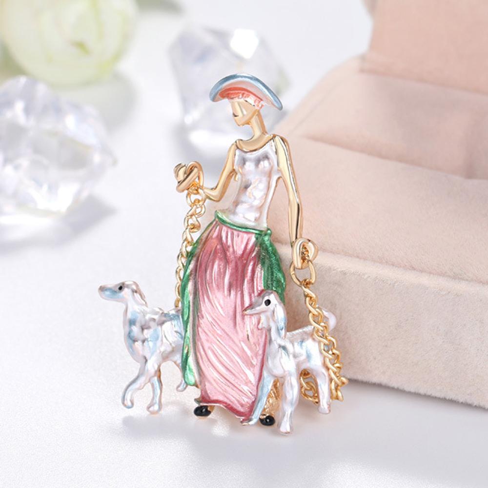 VANES1 Ghim Cài Áo Hình Hai Chú Chó Dễ Thương Dành Cho Nữ