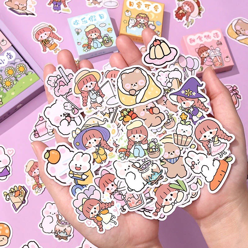 Hộp 50 hình sticker dán cute