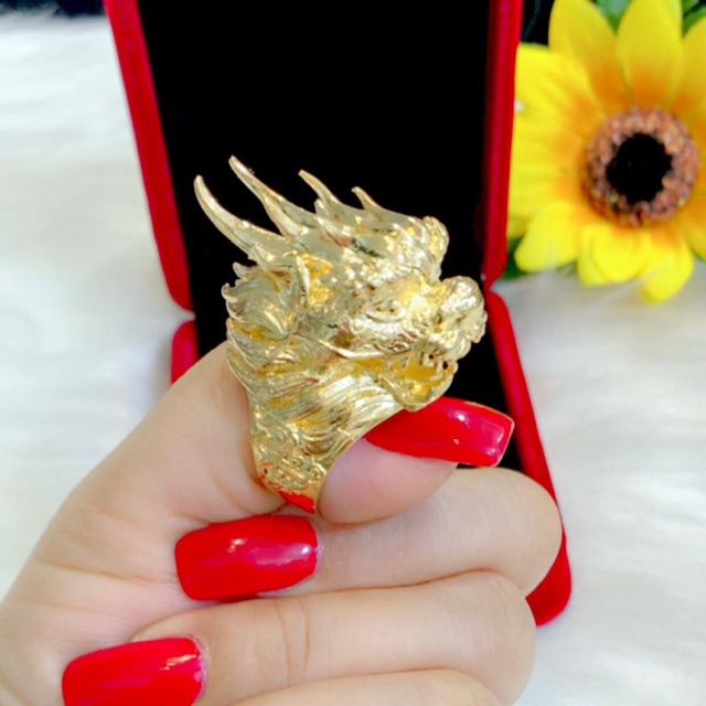 Nhẫn nam đầu rồng dát vàng 18k mẫu mới