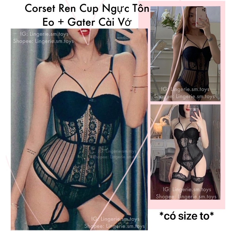 FM7720 Bodysuit Ren Cúp Ngực | Coset Ren Gợi cảm | Nội Y Sexy