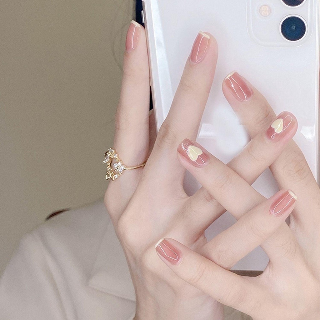 Hộp 24 Móng Tay Giả Ngắn / Tròn / Vuông Che Phủ Toàn Diện