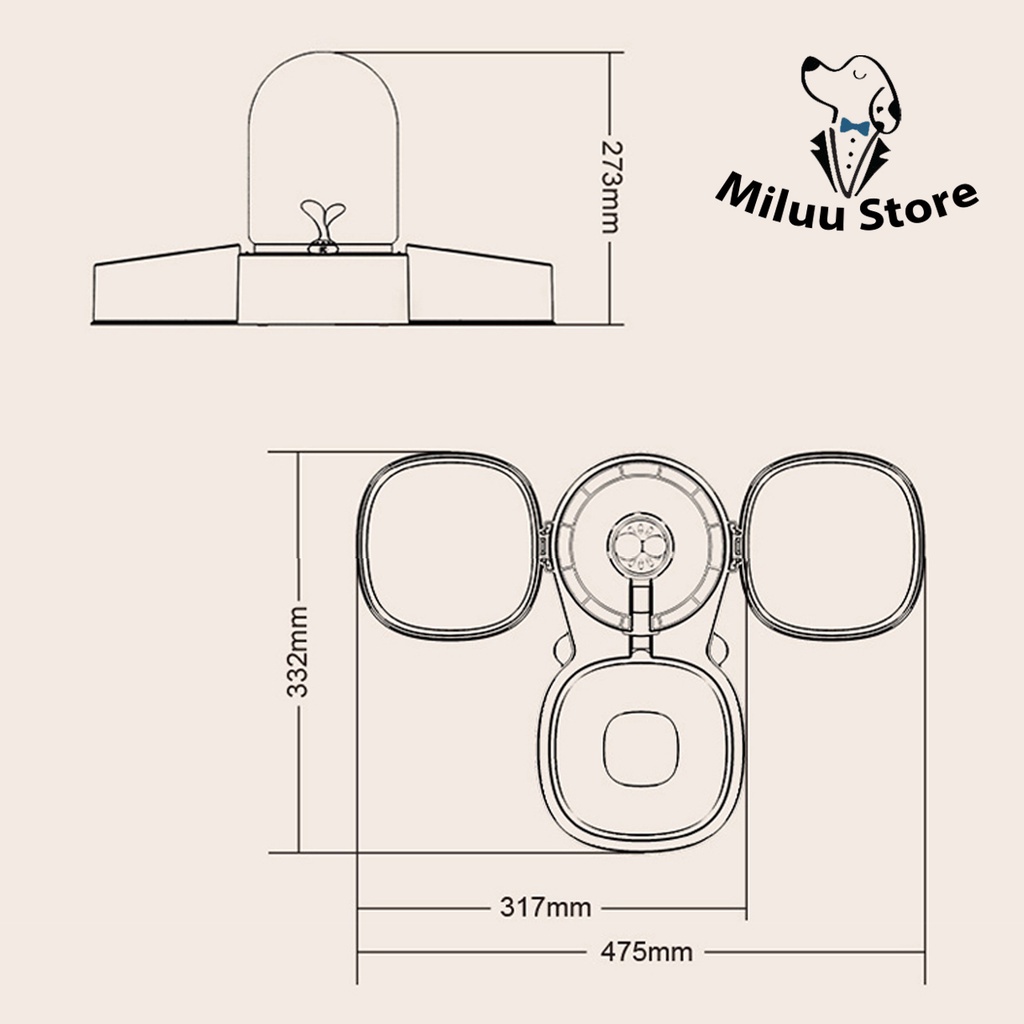 Bát Ăn Bình Cấp Nước Tự Động Cho Chó Mèo -Bát Ăn Cấp Nước Tự Động Cho Chó Mèo Dung Tích Lớn Mầm Cây Dreampet (PKW027)