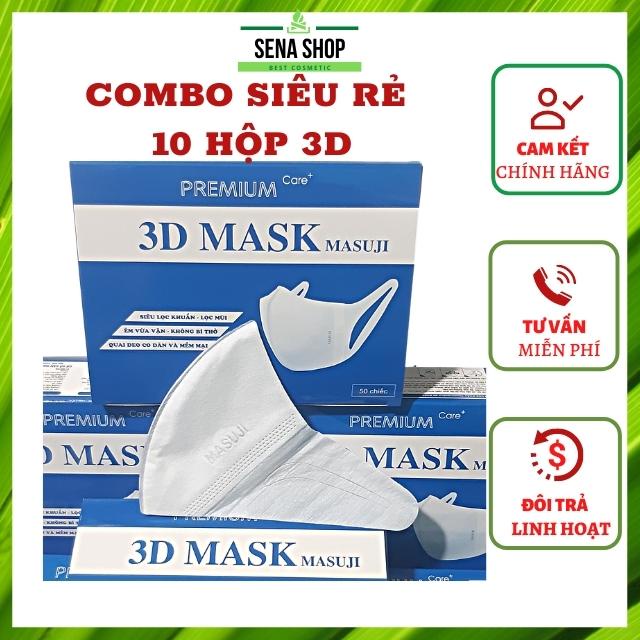 Combo Xịn 10 Hộp Khẩu Trang 3D Mask Duy Quân Xuân Lai Dày Dặn Ôm Mặt 3 Lớp Cho Người Mặt Bé
