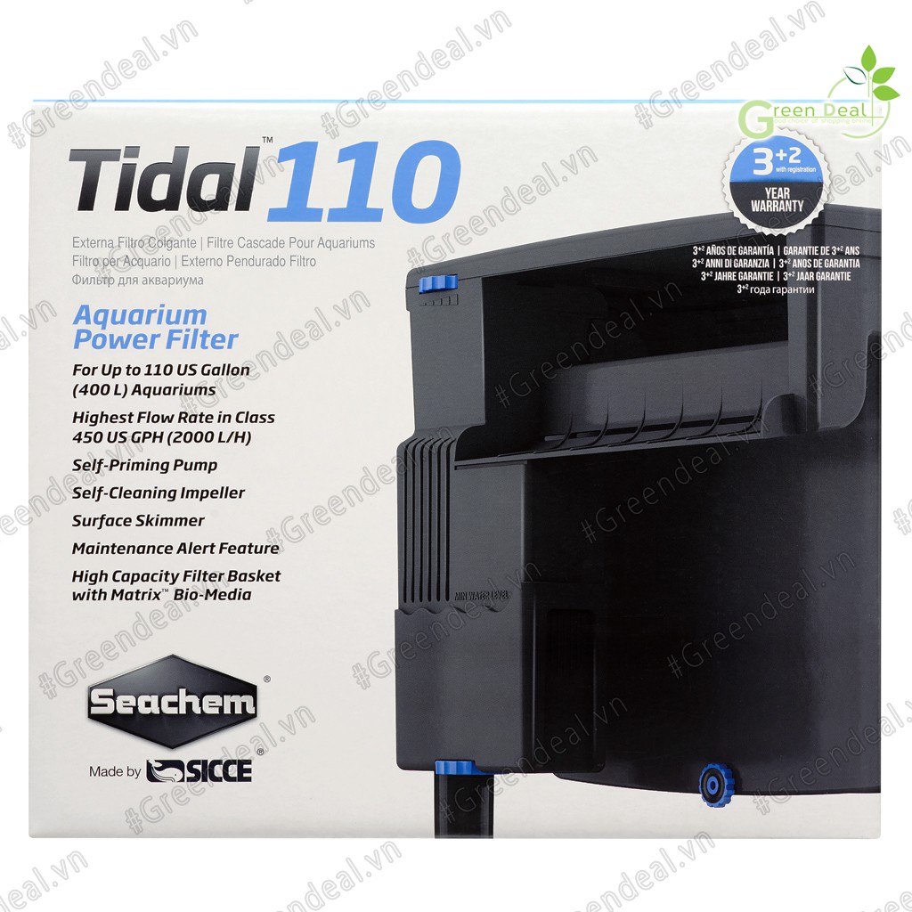 SEACHEM - Power Filter Tidal | Máy lọc thác tích hợp lọc váng làm sạch mặt nước hồ cá thủy sinh