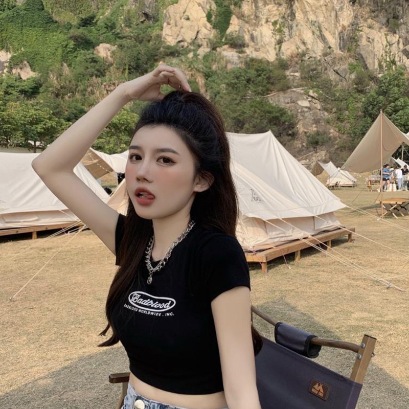 Áo Thun Nữ Ngắn Tay Cổ Tròn In Chữ Thời Trang