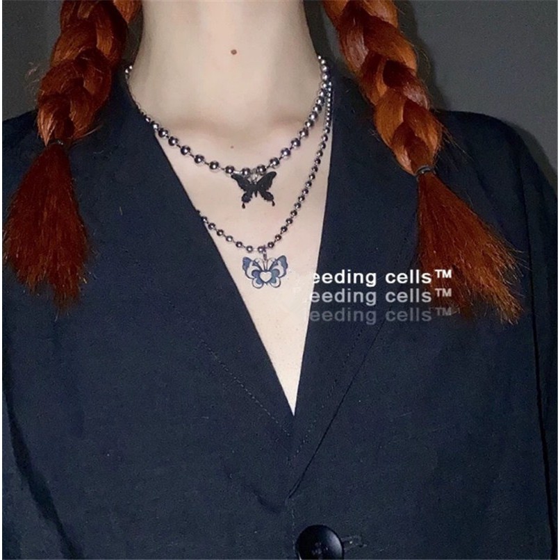 Dây Chuyền Thép Mặt Hình Bướm Rỗng Đính Hạt Thời Trang 22504