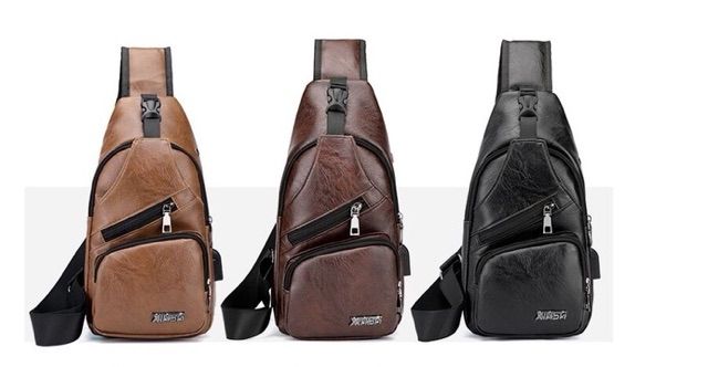 Túi chéo da trơn nam nữ thời trang cao cấp có cổng sạc USB