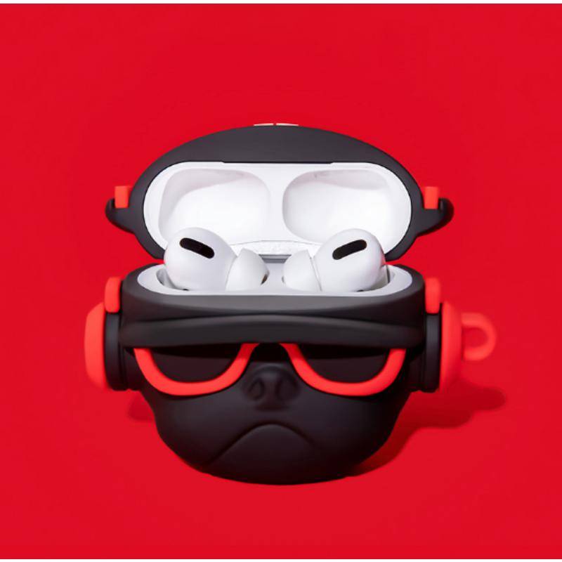 Vỏ bảo vệ hộp sạc tai nghe bluetooth không dây bằng silicon mềm hình chó bull thích hợp cho Airpods 1 2 Pro Apple