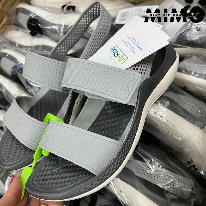 Sandal Literide quai ngang 360 Clog ghi đậm êm nhẹ, full box cho nữ