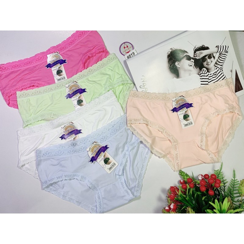 Quần lót cotton phối ren đùi lưng vừa size 40-55kg set 10 cái