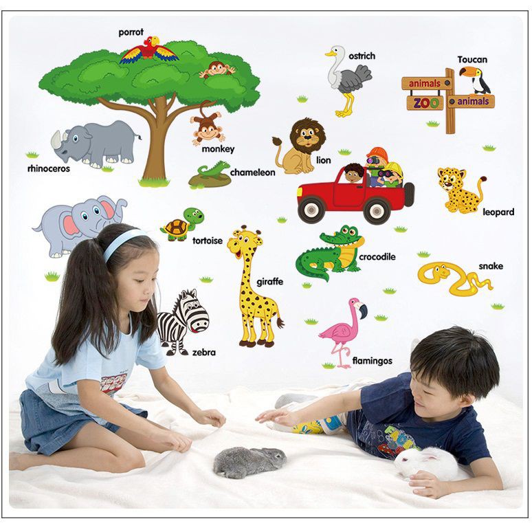 - Decal tranh vườn thú tiếng anh cho bé yêu vừa học vừa chơi decalhcm