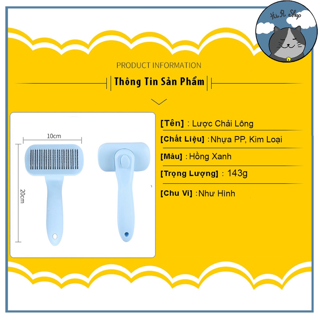 [Fullbox] Lược Chải Lông Cao Cấp Cho Chó Mèo Có Nút Đẩy Lông Chất Liệu Nhựa PP An Toàn Dành Cho Thú Cưng