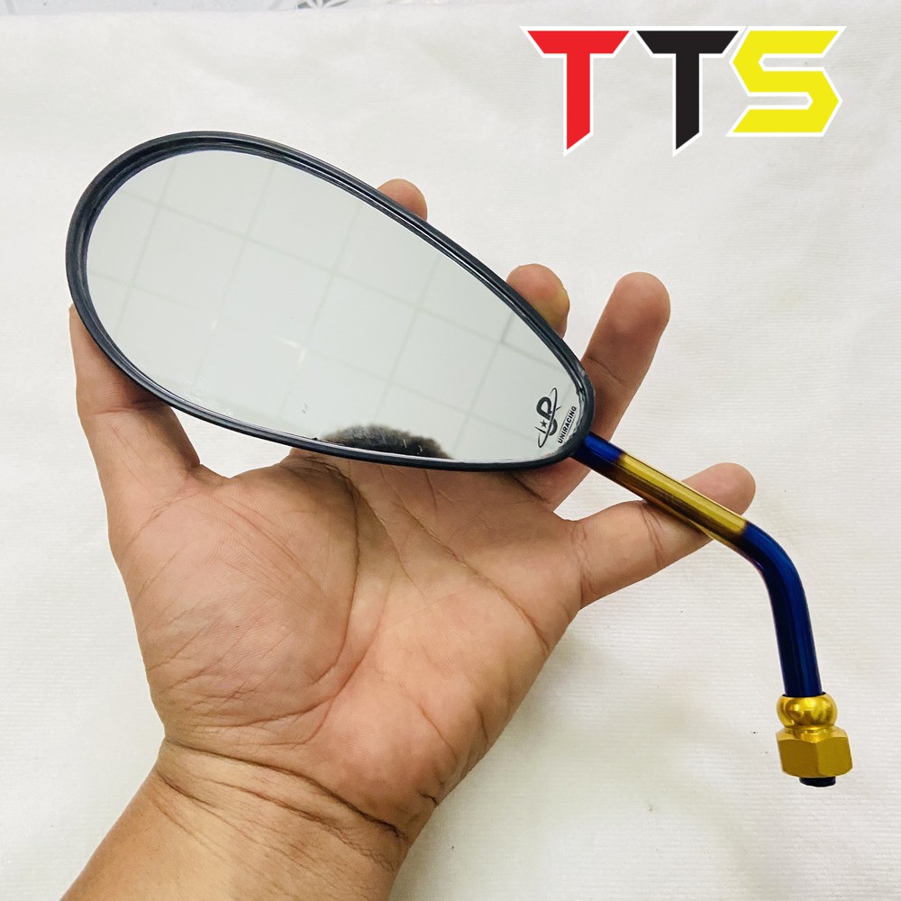 Gương , kính xe máy chân xanh vàng mẫu CRG lẻ 1 cây bên trái ( Chân 10ly răng thuận )