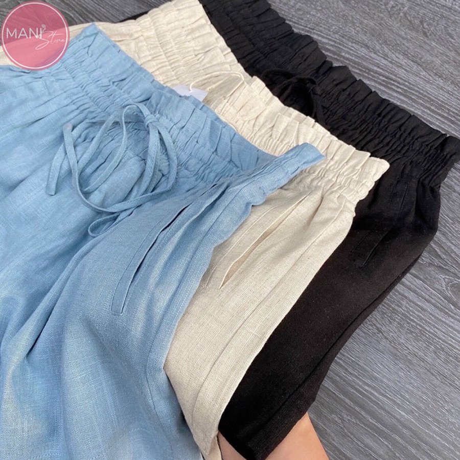 Quần short nữ mặc nhà, quần sooc đùi nữ chất đũi ống rộng cạp chun dây rút siêu mềm siêu mịn siêu mát | BigBuy360 - bigbuy360.vn