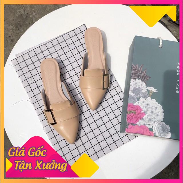 Dép Sục Nữ 💖FREESHIP💖 Giày sục cao gót 3cm mũi nhọn khóa vuông Hàng Hot - kèm clip và ảnh thật