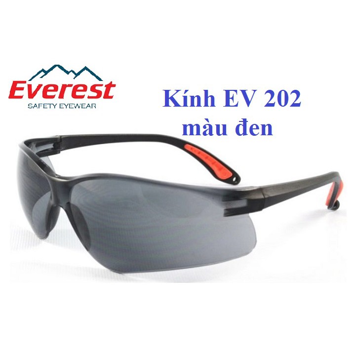 Kính bảo hộ chống bụi &amp; chống UV Everset EV 202, tròng kính màu đen