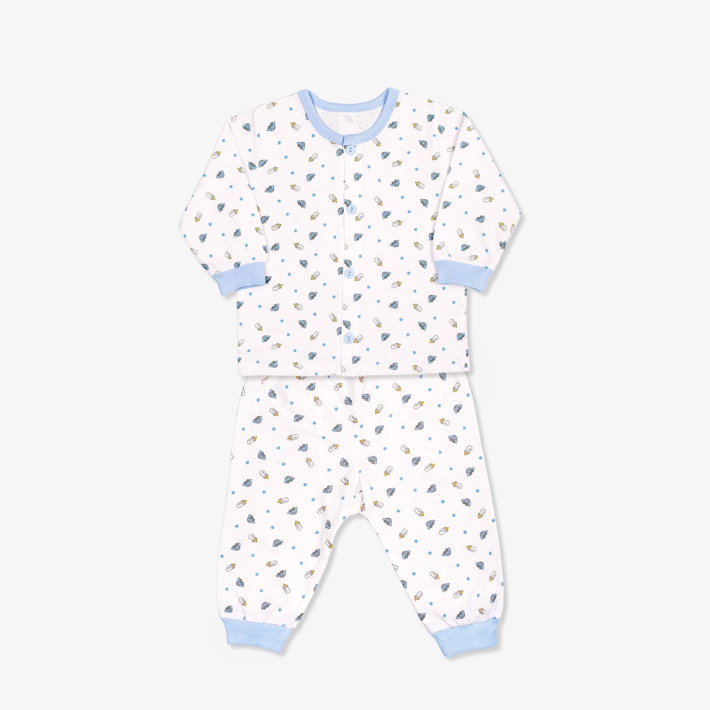 Bộ Sơ Sinh Dài Tay, Nút Giữa MIOMIO. Họa Tiết: Xe Nôi Cho  Bé Gái Bé Trai (Từ 0 - 24 Tháng), Vải Cotton