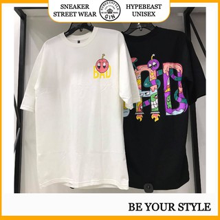 Áo thun tay lỡ BAD trắng đen - Gin store