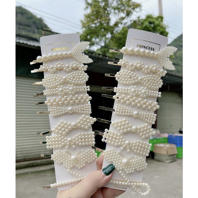 SET 10 kẹp tóc đinh hạt trai cho bạn gái xinh xắn giá siêu rẻ