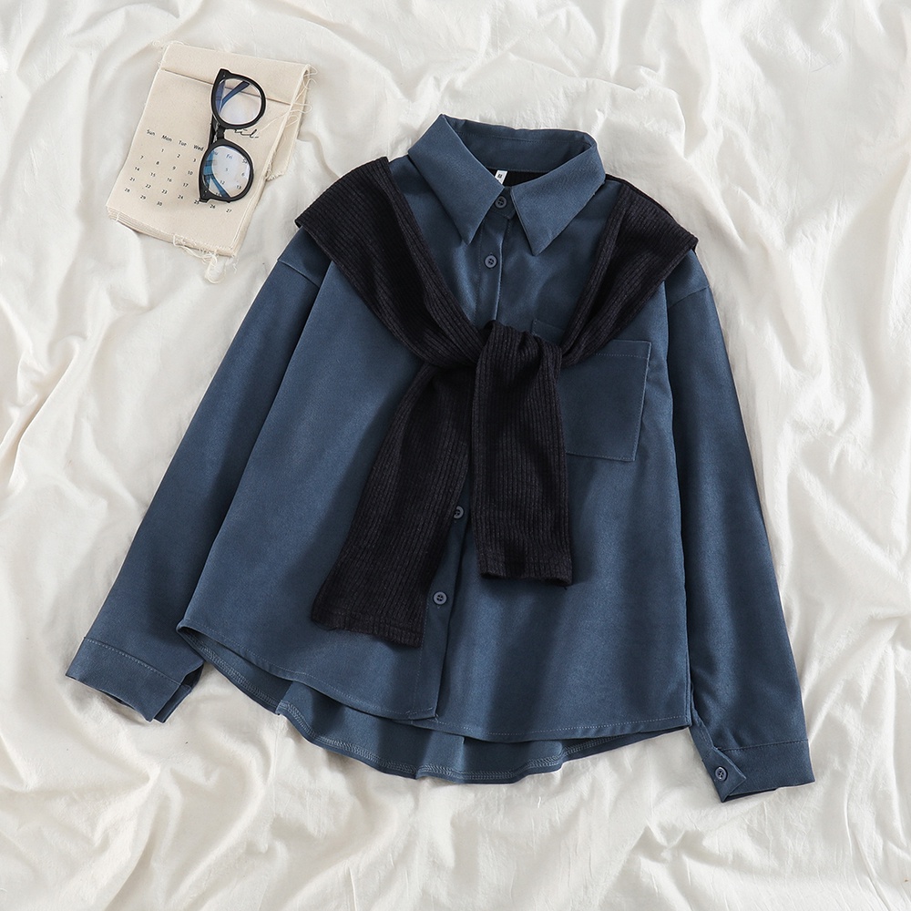 Áo khoác giả hai lớp tay dài phong cách retro | BigBuy360 - bigbuy360.vn