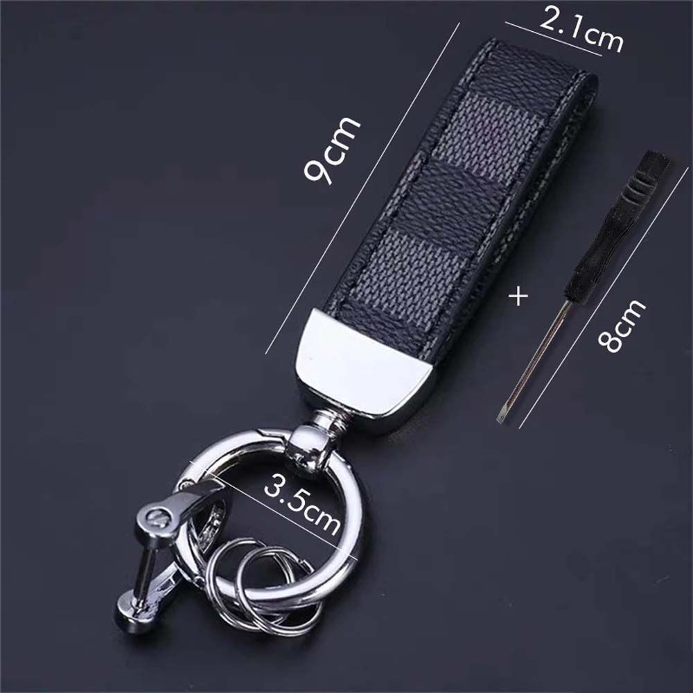 Móc khóa dây da PU có vòng giữ kim loại sang trọng dành cho cả nam và nữ