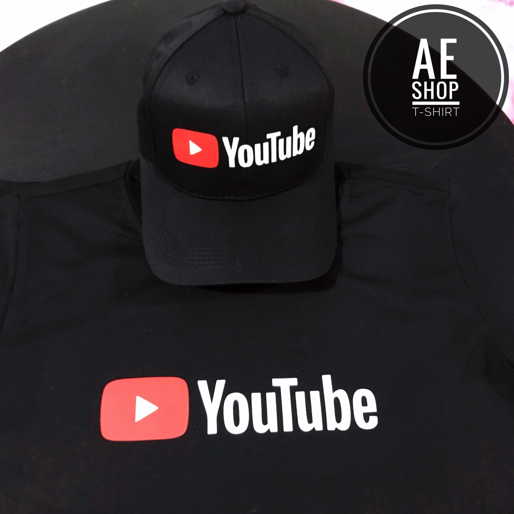 Bộ áo thun và nón kết in logo youtube