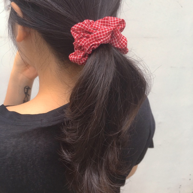 [Nhiều màu] SCRUNCHIES KẺ NHỎ phong cách Vintage xinh xắn - Chun tóc +Vòng đeo tay siêu cute  - Quà tặng bạn gái ý nghĩa